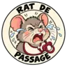 Badge Rat de Passage : jeune rat avec une tétine